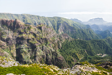 Naklejka premium Pico do Arieiro of Madeira Island, Portugal. Mountain landscape