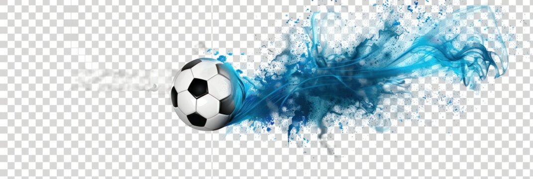 football with blue trail isolated on transparent