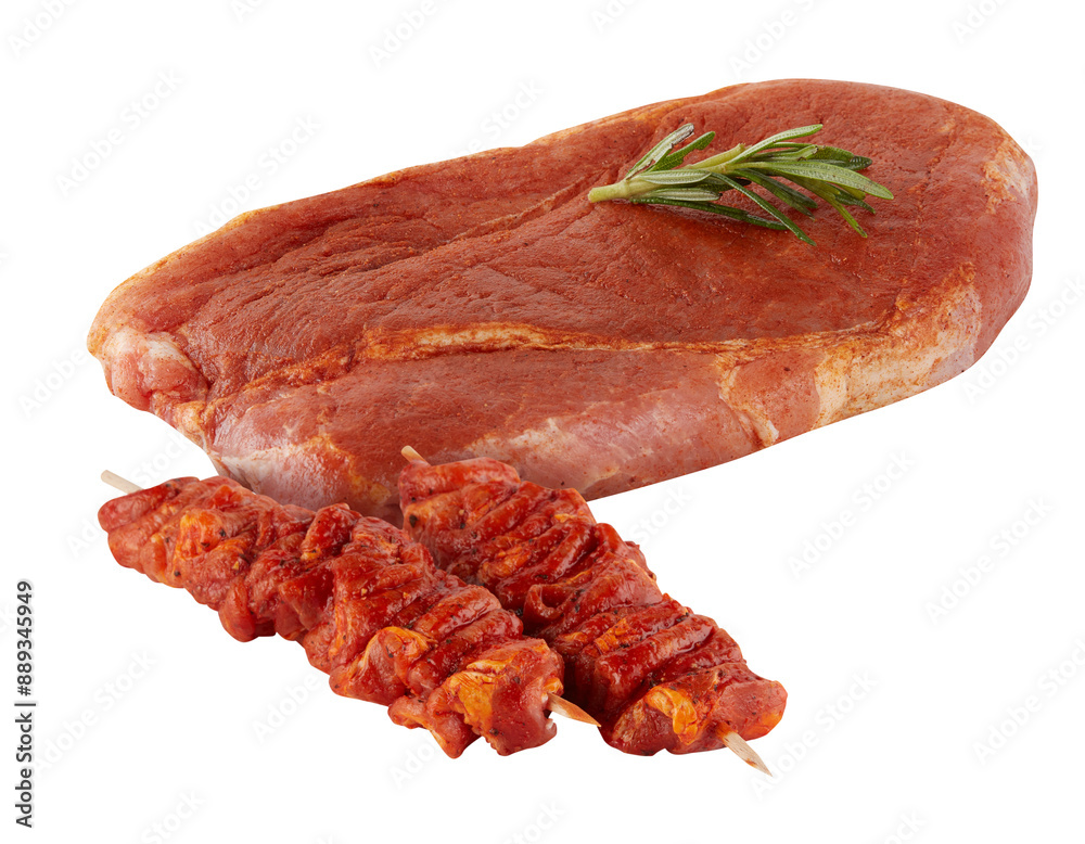 Wall mural fresh pork slices cut out isolated transparent background