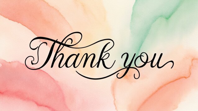 Handwritten Thank You Note on Watercolor Background