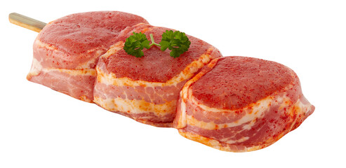 Pork skewers cut out isolated transparent background