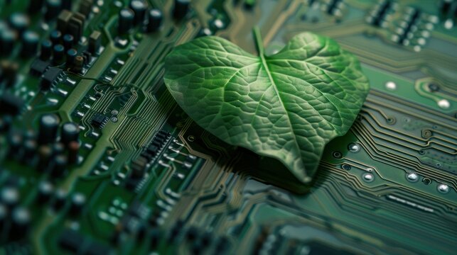 green leaf with a heart shape on a computer