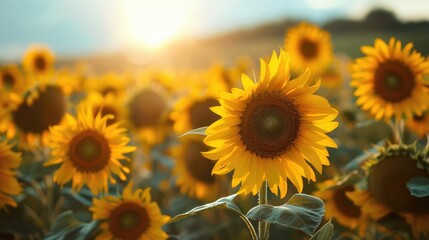 Bright Sunflowers Blooming in the Sunshine