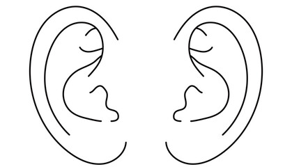 シンプルな左右の耳の白黒イラスト