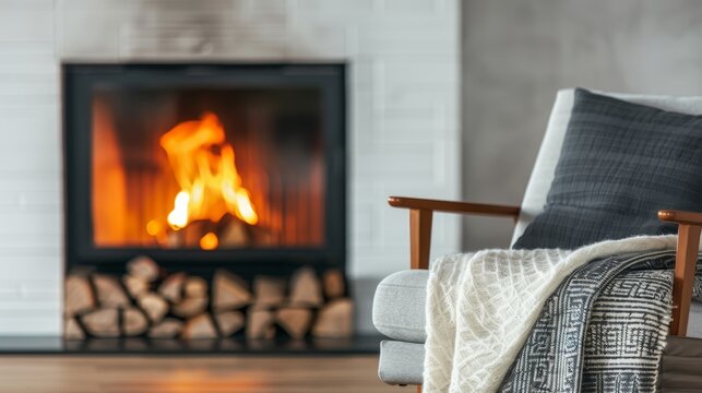 cozy living room with fireplace and armchair for relaxation and warmth - interior design inspiration.
