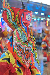 Culture Festival Phi Ta Khon or ghost following people, people wearing masks, is a local tradition in Dan Sai District, Loei Province, Thailand, Asia.