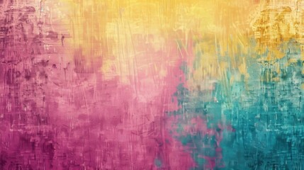 Colorful pink, yellow and turquoise gradient noisy grain background texture