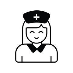 nurse glyph icon with white background vector stock illustration