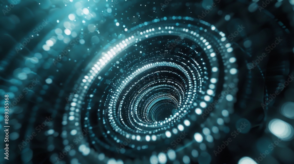Leinwandbilder a swirling tunnel of blue light with white dots, creating an abstract and mesmerizing effect.