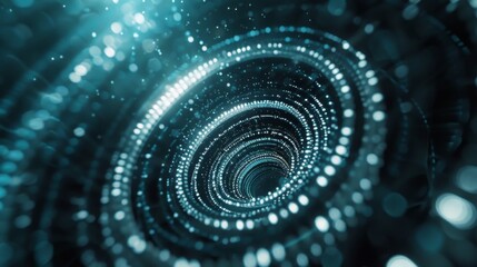 A swirling tunnel of blue light with white dots, creating an abstract and mesmerizing effect.