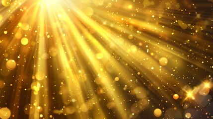 Obraz premium Golden light with glare. Sun, sun rays, dawn, glare from the sun. Gold flare , glare from flare