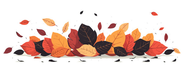 A stack of colorful autumn leaves on the ground. Vector flat minimalistic isolated illustration.
