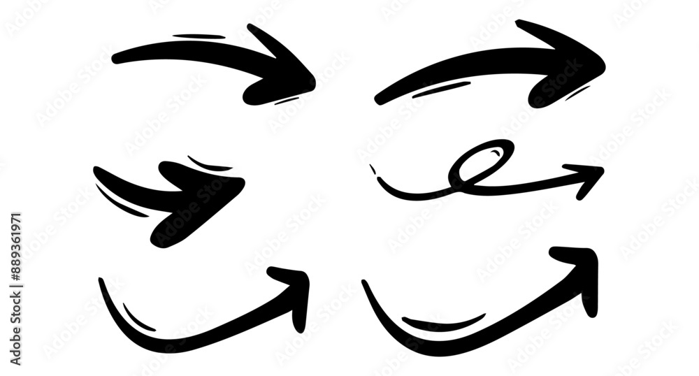 Poster drawn black arrows. set of arrows, selection of vector casual arrows.