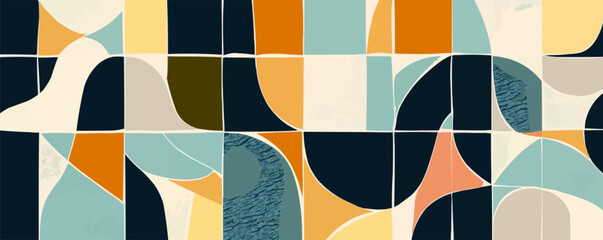 Abstract geometric mosaic tile, Vector flat minimalistic isolated illustration