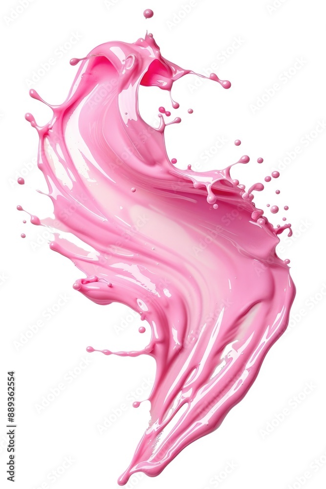 Poster a close-up shot of pink liquid splashing on top of a white surface, perfect for creative and artisti
