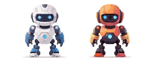 Toy cyborgs on a white background. Vector flat minimalistic isolated illustration.