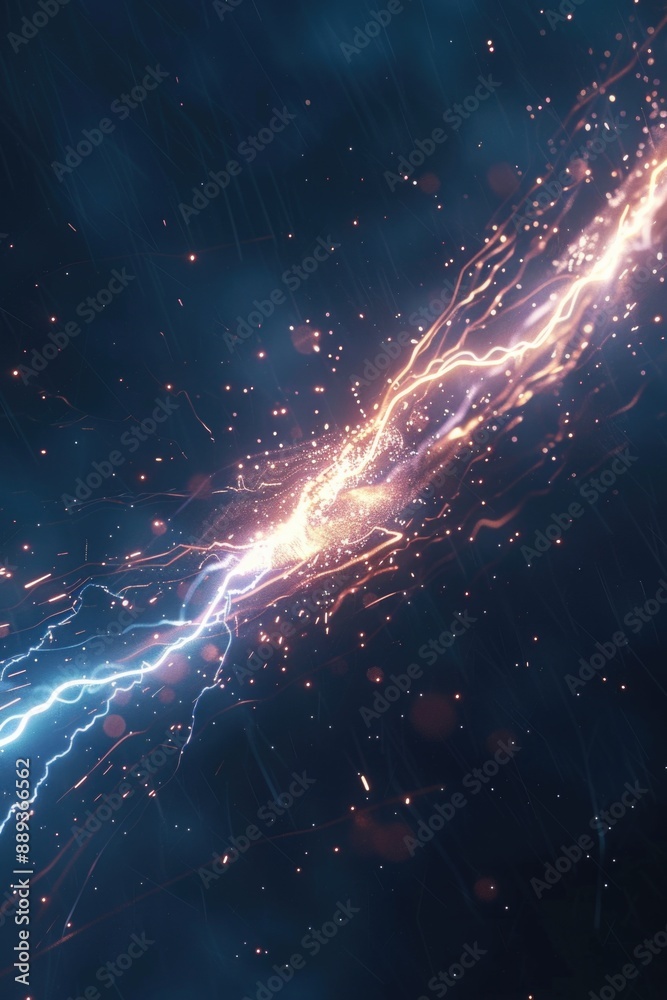 Poster close-up of a lightning bolt in the sky with a dramatic cloud backdrop