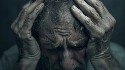A person holding his head with his hands, showing a pained expression. generative ai