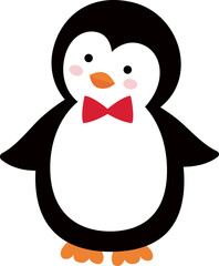 Cute Christmas penguin vector.
Isolated flat style christmas penguin svg.