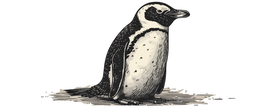 Cute penguin sketch hand drawn in engraving style Vector illustration - Powered by Adobe