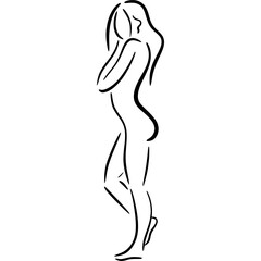 Woman body line art