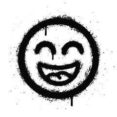 Graffiti spray Happy Face isolated on white background