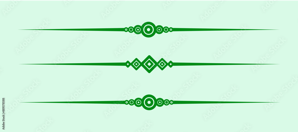 Poster divider line green vector isolated for border of paragraph of text. separator art horizontal shape to separate graphic ornament of illustration. simple element design of minimal frame for certificate