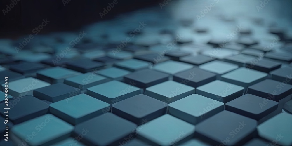 Poster a blue and white image of squares and rectangles