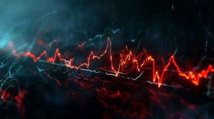 Dynamic animation of a stock market graph pulsating like a heartbeat, illustrating the pulse of financial markets.