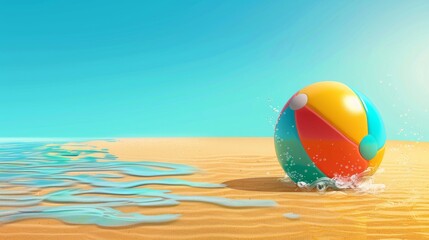 Obraz premium Summer holidays background with colorful beach ball floating and copy space