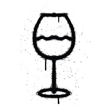 recommend clip art: Graffiti spray Wine Glass isolated on white background