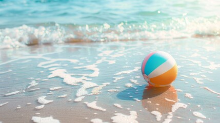 Summer holidays background with colorful beach ball floating and copy space