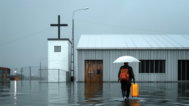 Engaging depiction of a climate adaptation fund supporting vulnerable communities in building resilience to extreme weather events. Height Resolution Photo, , Minimalism,