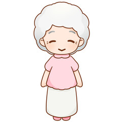 Full body Senior older woman illustration hand drawn painting 