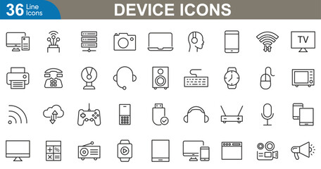 Device icons set vector illustration. simple and modern icon set. Gadget, technology, mobile, computer, tablet and more.