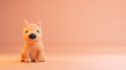 Happy and Playful Puppy in Pastel 3D Render.Minimalist 3D rendering of a cute dog viewed from above with a vibrant background.