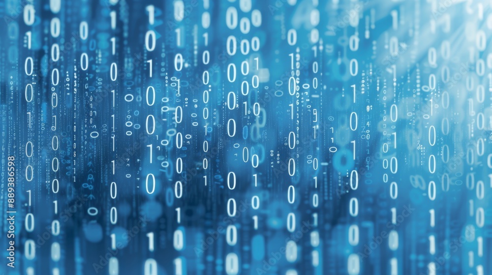 Aufkleber A blue background with white binary code cascading down the screen.