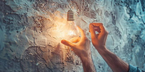 Close-up of hands installing a new light fixture, ensuring a perfect fit