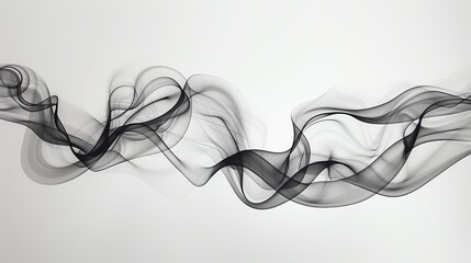 Smoke-like lines on a white background, simple and elegant style, black ink, fluid organic shapes.