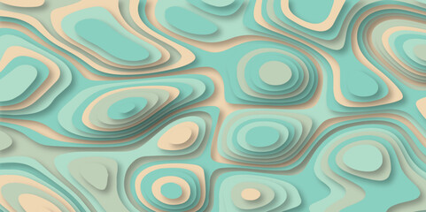 Colorful 3D abstract background vector with waves and lines. Cyan and off white colors papercut background design.