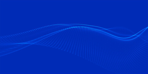 Futuristic dot wave. Abstract digital particle wave. Technology background. Colored musical wave. Light background. Digital background with smooth, wavy curves. 3D rendering