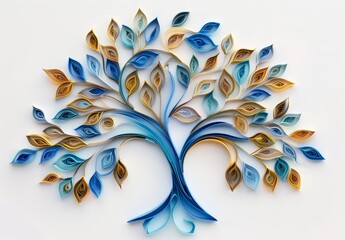 3D wallpaper abstract with colorful floral tree decor, red and sephia fantasy background. Decorative wallpaper for walls.