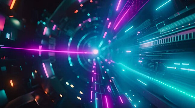 Travel through a wormhole through time and space filled with millions of stars and nebulae. Wormhole space deformation, science fiction. Black hole. Vortex hyperspace tunnel. 3D illustration