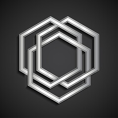 3d geometric metal hexagon symbol / vector illustration