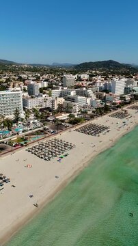 Stunning Vertical Aerial View of Cala Millor, Mallorca