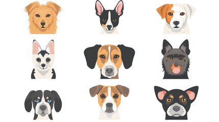 Obraz premium Symmetrical arrangement of 9 sleek pet icons on a white background
