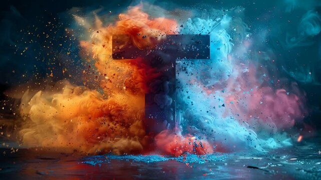 letter T with colorful cloud art