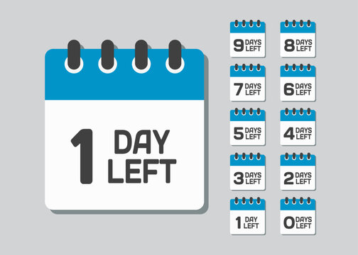 Countdown daily page calendar icon - 1 day left