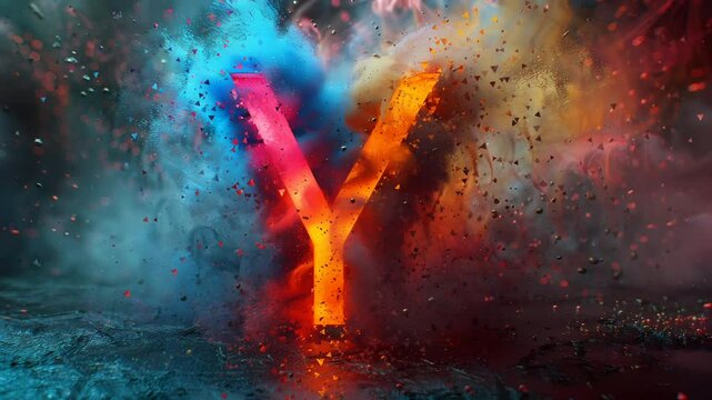 letter Y with colorful cloud art