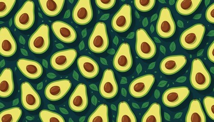 seamless pattern with leaves and avocados